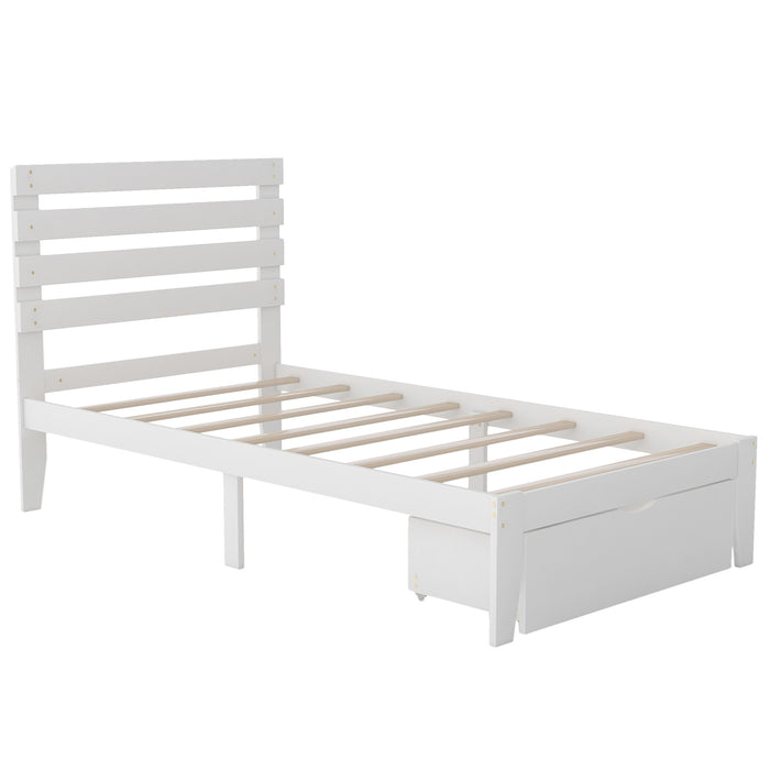 Twin Size Platform Bed with Drawer
