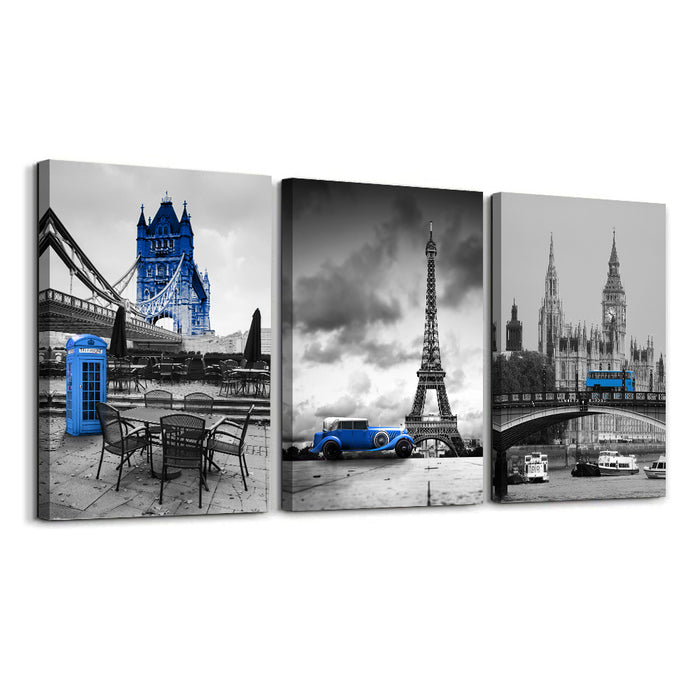 Europe Blue Bus Canvas