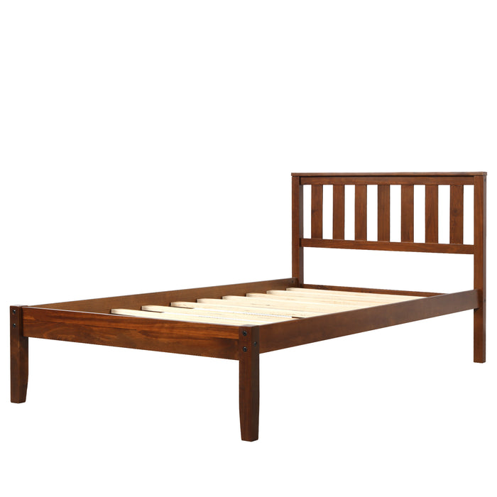 Wood Platform Bed with Headboard/Wood Slat Support,Twin