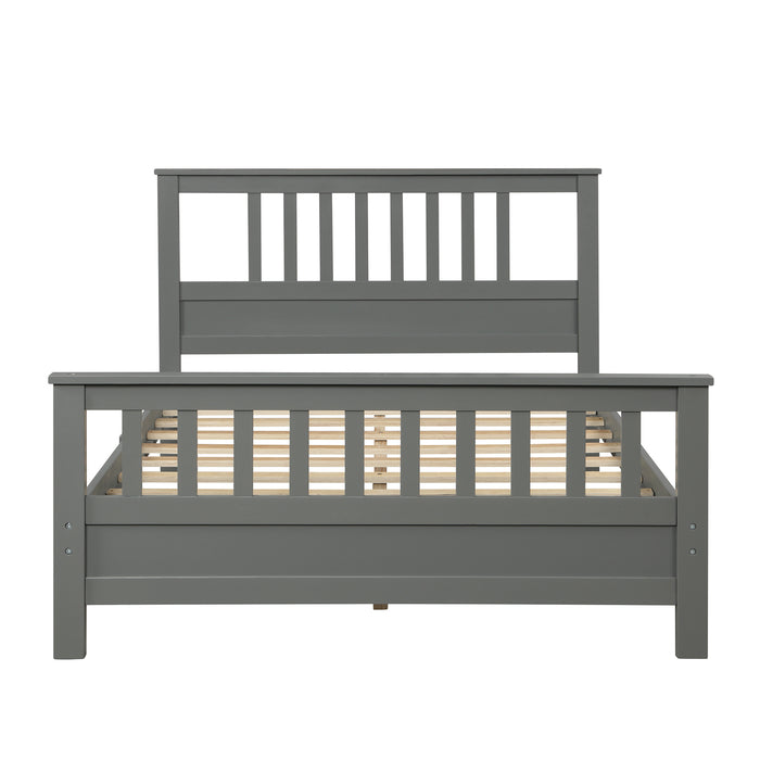 Wood Platform Bed with Headboard and Footboard