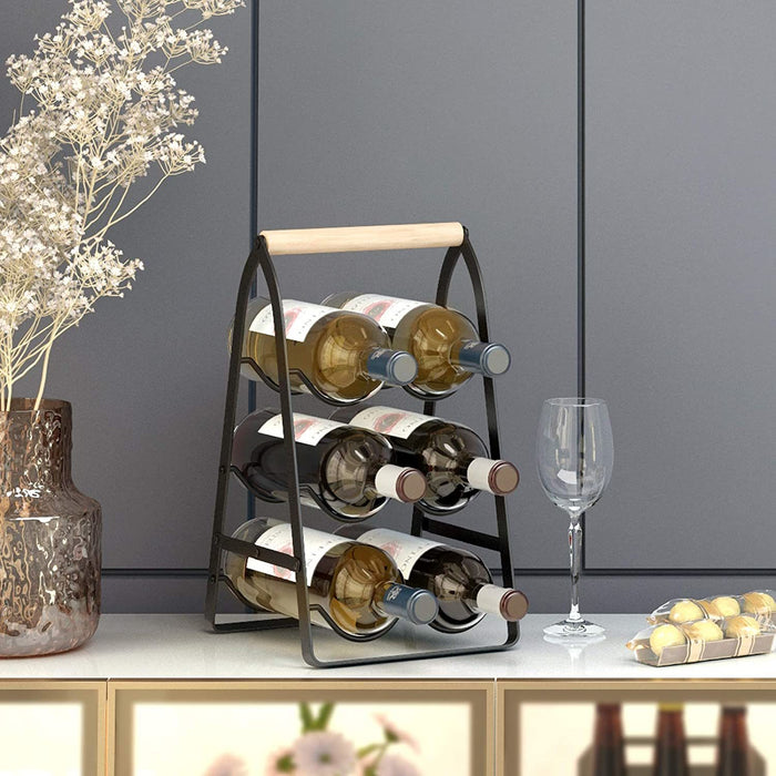 Mecor Countertop Wine Rack, Tabletop Wood Wine Holder for 6 Bottle