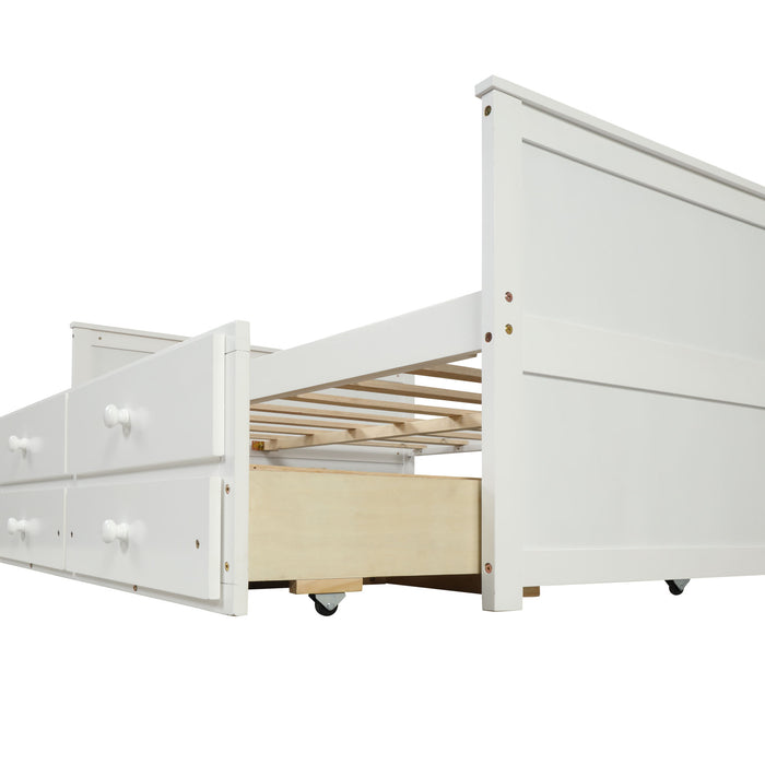 Full Captain Bed With Twin Size Trundle And 3 Drawers Made By Solid Wood