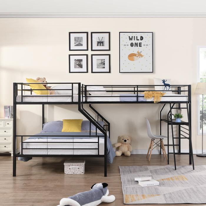New Space Twin over Full Bunk Bed with a Twin Size Loft Bed attached