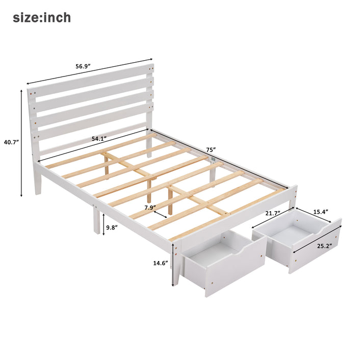 Full Size Platform Bed with Drawers, Gray