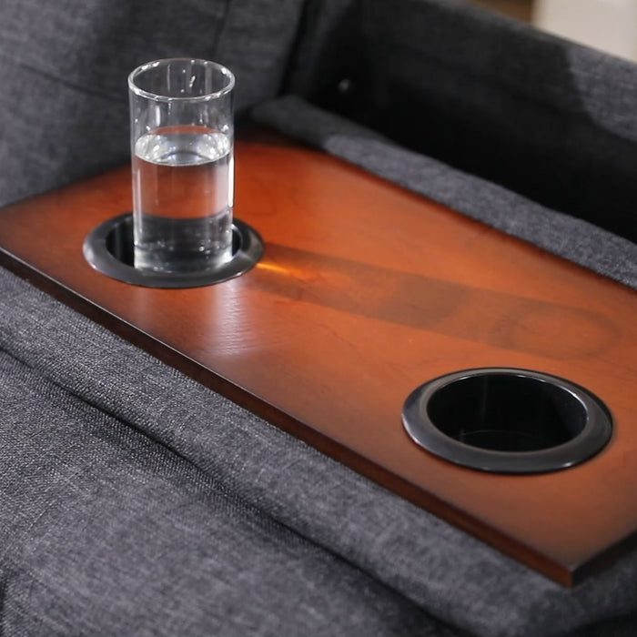 Modern Sectional Sofa Set with Chaise Lounge and Storage Ottoman 6 Seat Corner Sectional Black L Shaped Living Room Couch with Cupholder, Arm with nail, Right chaise