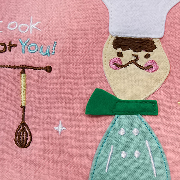 [Cook for you] Embroidered Applique Fabric Art Draw String Bag