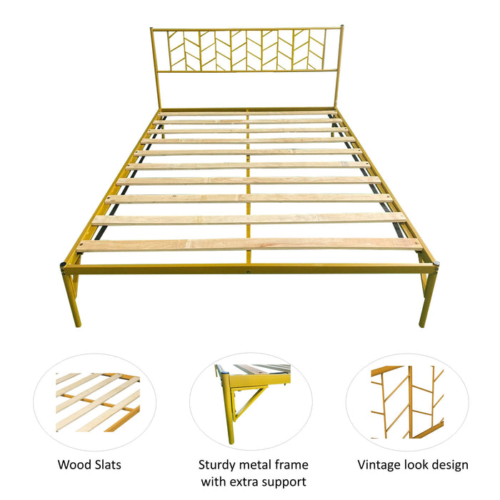 Vintage Look Queen Metal Bed Frame