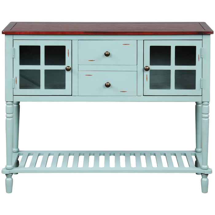 Farmhouse Wood Sideboard Console Table with Bottom Shelf