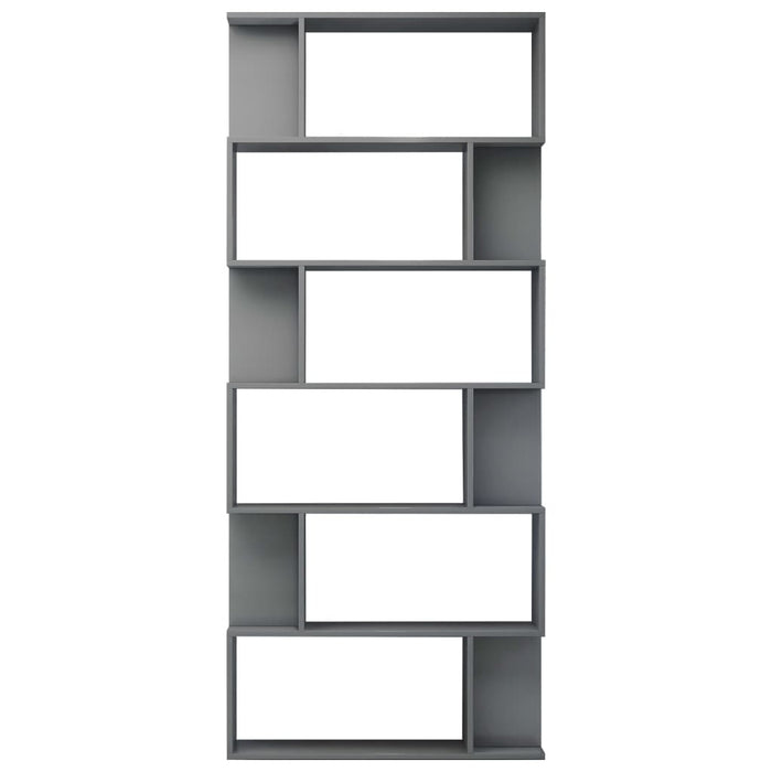 Book Cabinet/Room Divider High Gloss Gray 31.5"x9.4"x75.6" Chipboard