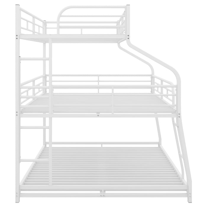 Simple Durable Bunk Bed with Long and Short Ladder and Guardrails