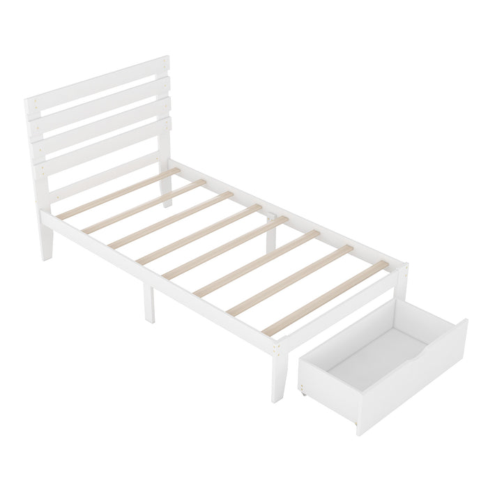 Twin Size Platform Bed with Drawer