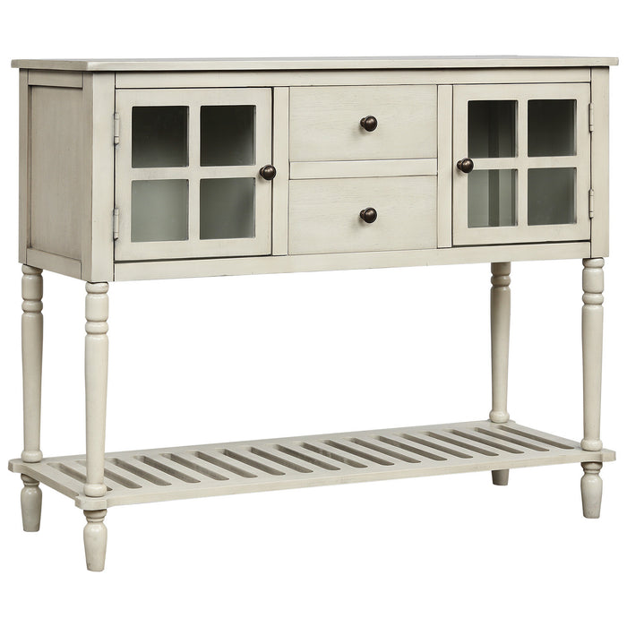Farmhouse Wood Sideboard Console Table with Bottom Shelf