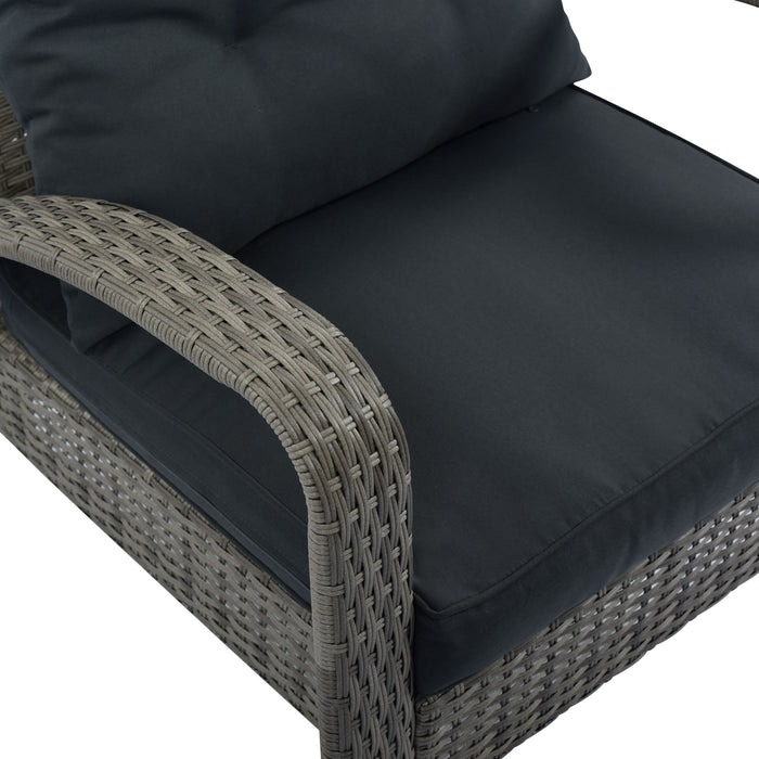 4-Piece Outdoor Patio Sectional Rattan Sofa Set,All-Weather PE Wicker Conversation Set