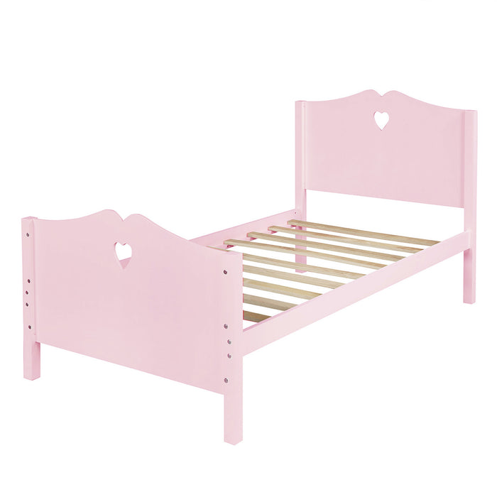 Twin Size Wood Platform Bed with Headboard,Footboard and Wood Slat Support