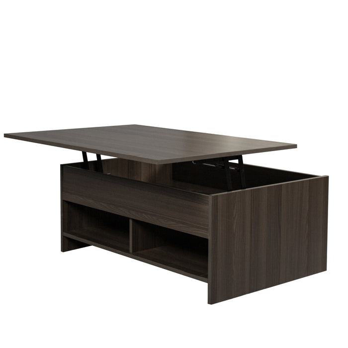 Lift Top Coffee Table w/Hidden Storage & 2 Open Shelves for Living Room Reception Room Office