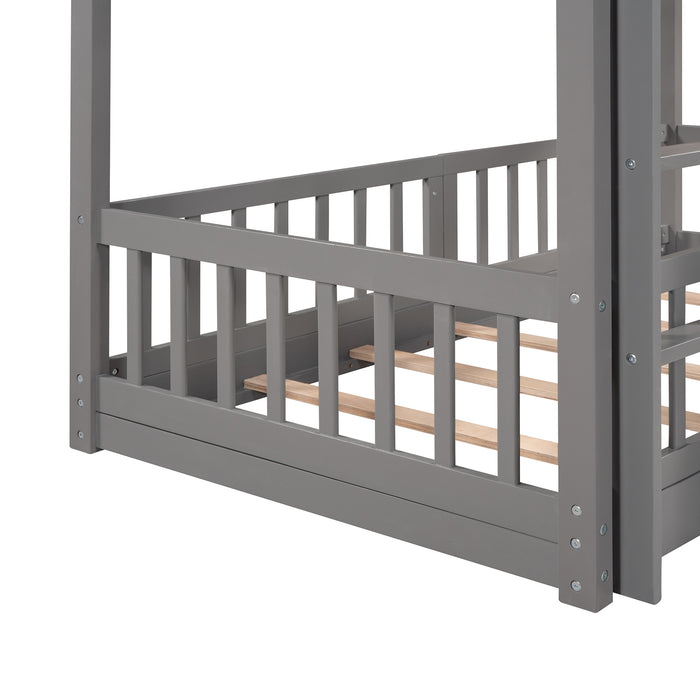Twin Over Twin Bunk Bed with Slide and Ladder