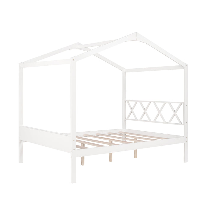 MyRoomz Full Size Wood House Bed with Storage Space