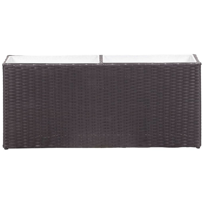 Garden Raised Bed with 2 Pots 35.4"x7.9"x15.7" Poly Rattan Black