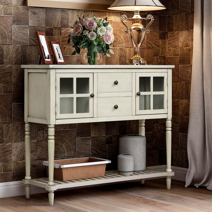 Farmhouse Wood Sideboard Console Table with Bottom Shelf