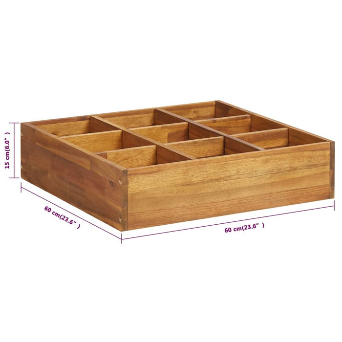 Herb Garden Raised Bed Solid Wood Acacia 23.6"x23.6"x5.9"