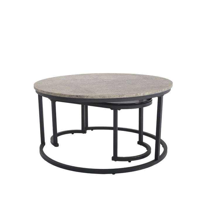 Modern Glass Nesting Table Set, Gray and Black