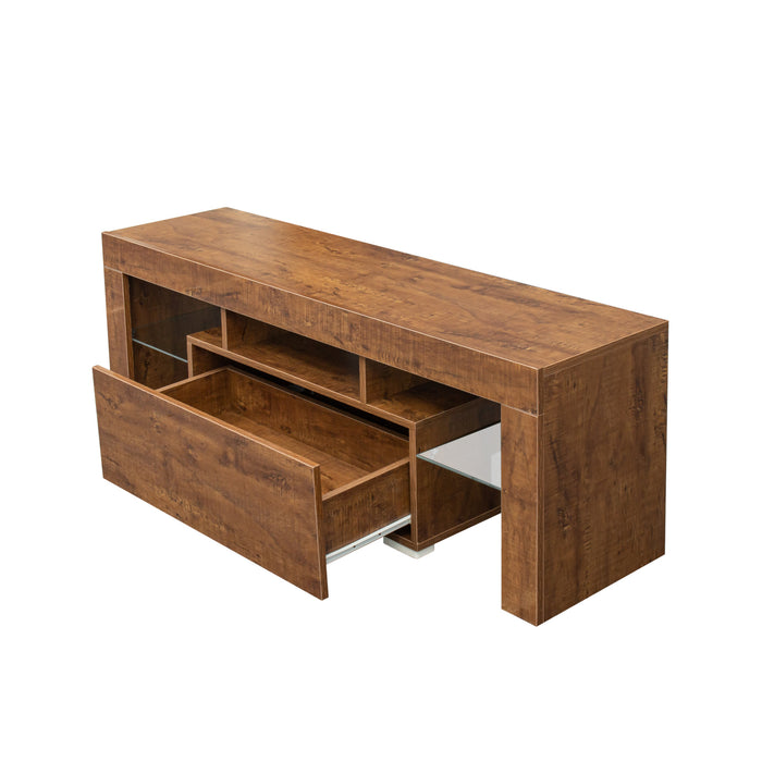 TV Stand with LED RGB Lights,Flat Screen TV Cabinet, Gaming Consoles - in Lounge Room, Living Room and Bedroom,WALNUT