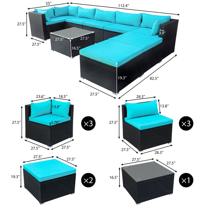 9-piece Outdoor Patio PE Wicker Rattan conversation Sectional Sofa sets