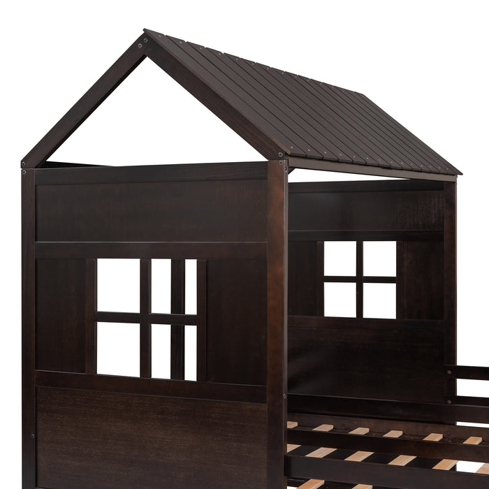 New Space Twin Twin House Bed with 2 Drawers White