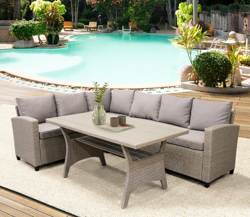 3-Piece All-Weather Wicker Sectional Sofa Set Patio
