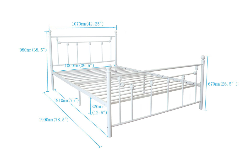 Twin Size Metal Bed Frame with Headboard and Footboard