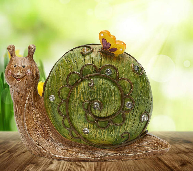 Solar Powered Garden Light Resin Snail Figurine