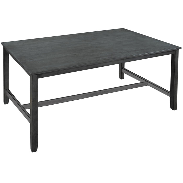 6 Piece Wooden Dining Table set, Kitchen Table set with 4 Chairs and Bench, Farmhouse Rustic Style,Antique Graywash