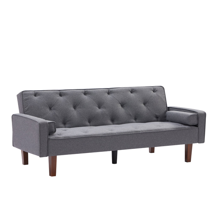 Grey sofa bed with square pillow