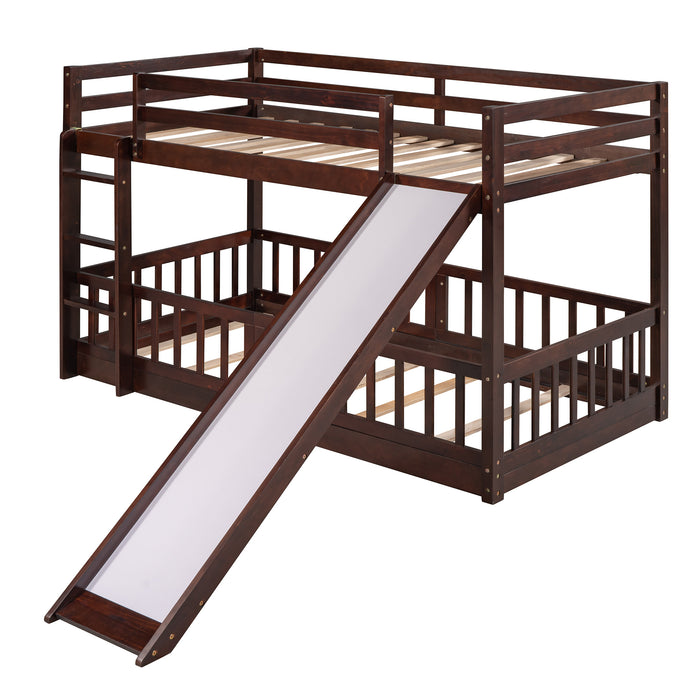 Twin Over Twin Bunk Bed with Slide and Ladder