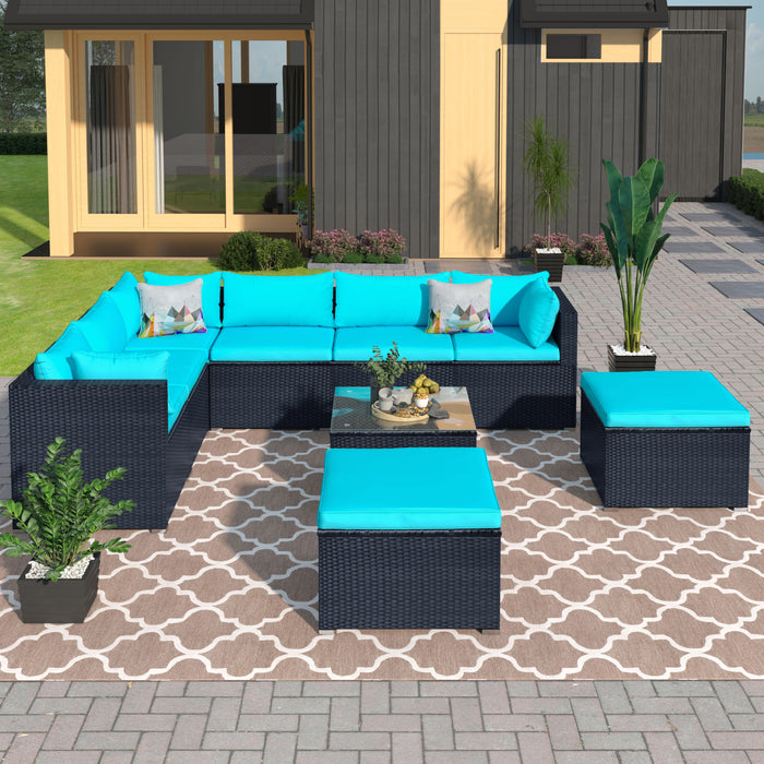 9-piece Outdoor Patio PE Wicker Rattan conversation Sectional Sofa sets