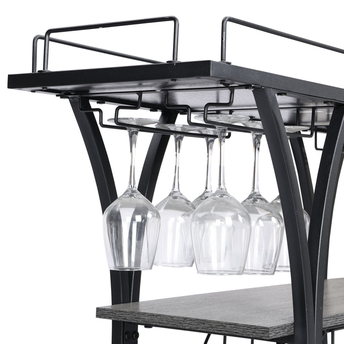 Industrial Bar Cart Kitchen Bar&Serving Cart for Home with Wheels 3 -Tier Storage Shelves