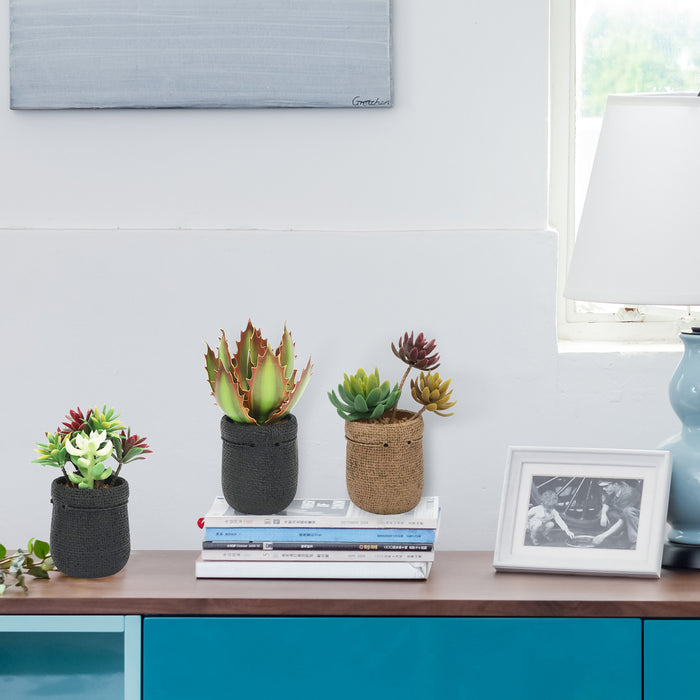 3pcs Artificial Succulents Plants Mini Realistic Fake Succulents EVA Planter Pot