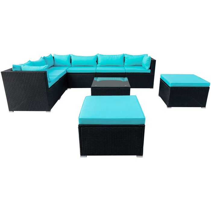 9-piece Outdoor Patio PE Wicker Rattan conversation Sectional Sofa sets