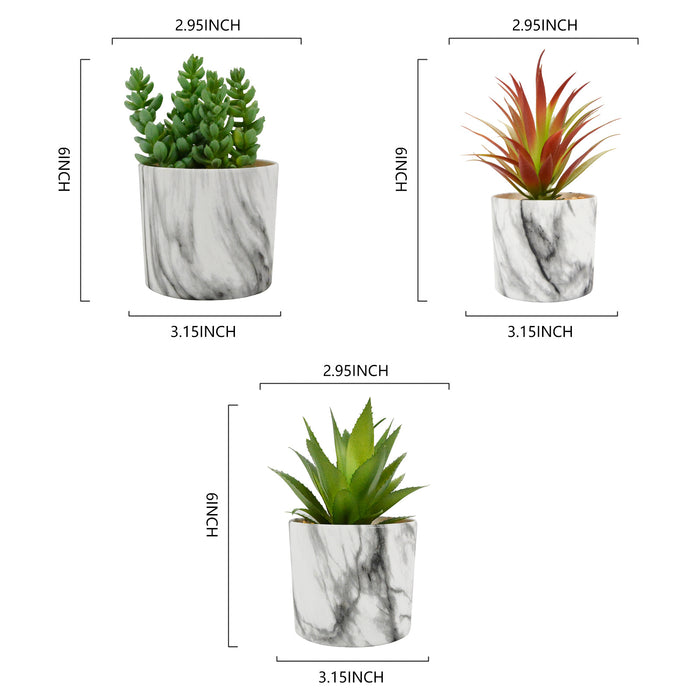Set of 3 Realistic Artificial Succulents Plants Potted Faux Planter Indoor Decor