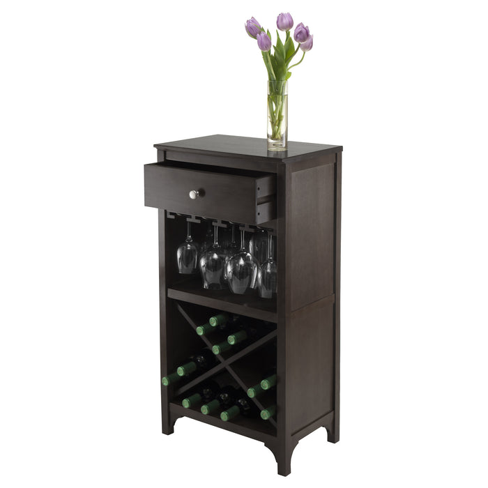 Ancona Modular Wine Cabinet with One Drawer, Glass Rack, X Shelf