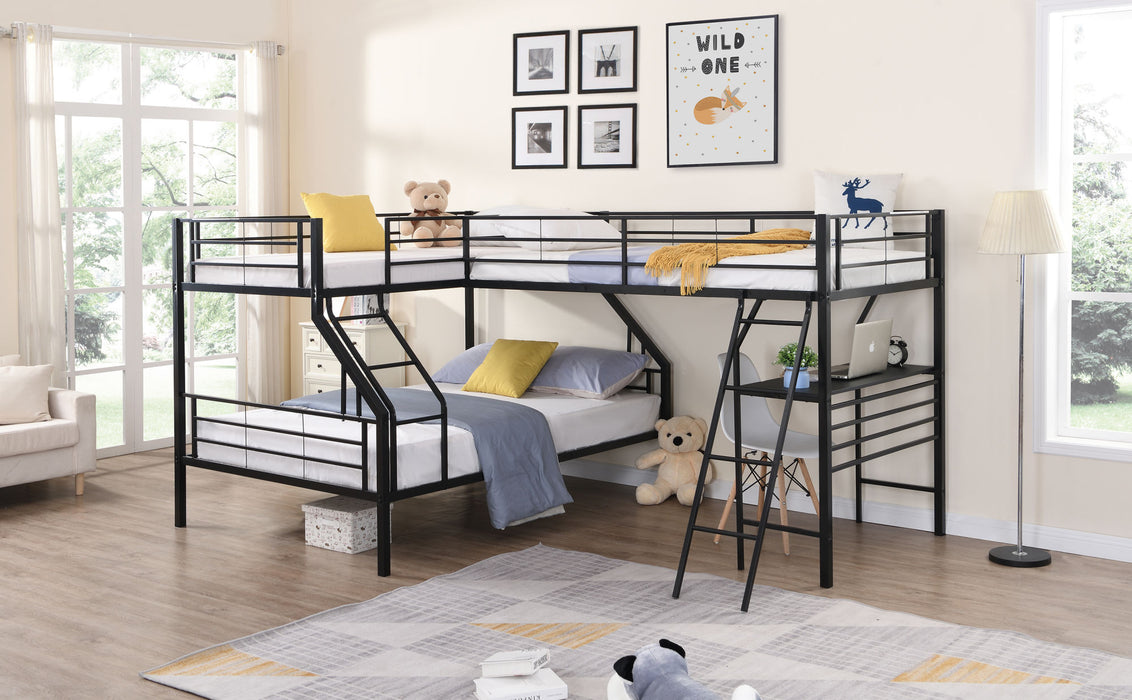 New Space Twin over Full Bunk Bed with a Twin Size Loft Bed attached