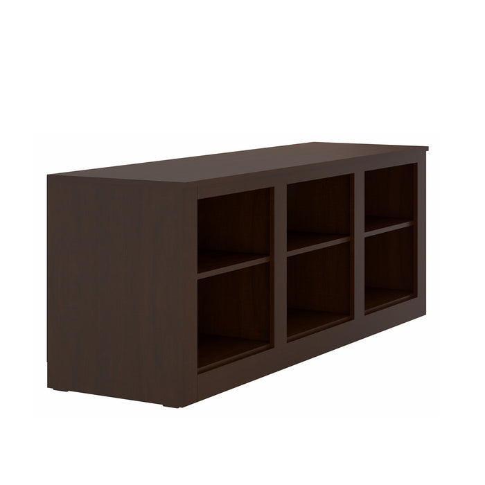 DunaWest 59 Inch Rectangular TV Stand with 6 Open Compartments, Tobacco Brown