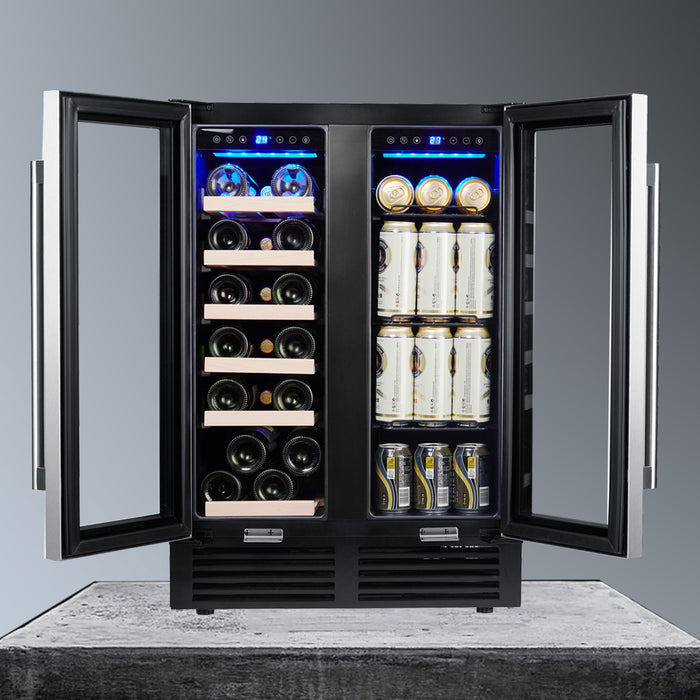 19 Bottle 57 Can Wine Cooler Refrigerator - Dual Zone Built-in