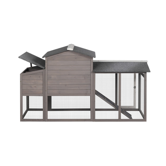 Multi-Level hen house poultry cage with ramps large run nesting box wire fence outdoor wooden chicken coop
