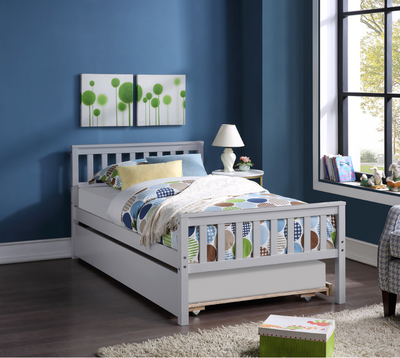 Twin Bed with Trundle,Grey