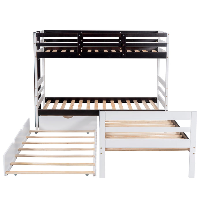 New Space Twin Size L-Shaped Bunk Bed and Platform Bed