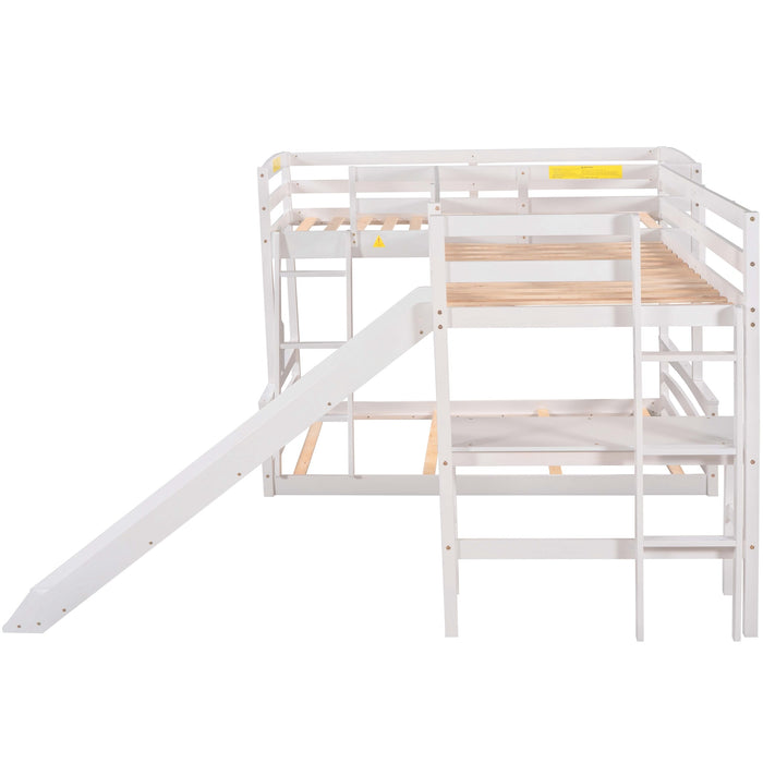 MyRoom Twin over Full Bunk Bed with Twin Size Loft Bed Slide