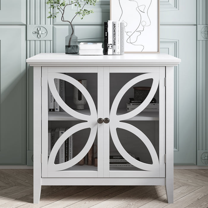 Accent Storage Cabinet Wooden Cabinet with Decorative transparent Door, Modern Sideboard for Entryway, Living Room, Bedroom