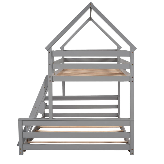 Dormir Twin Over Full House Bunk Bed Built-in Ladder