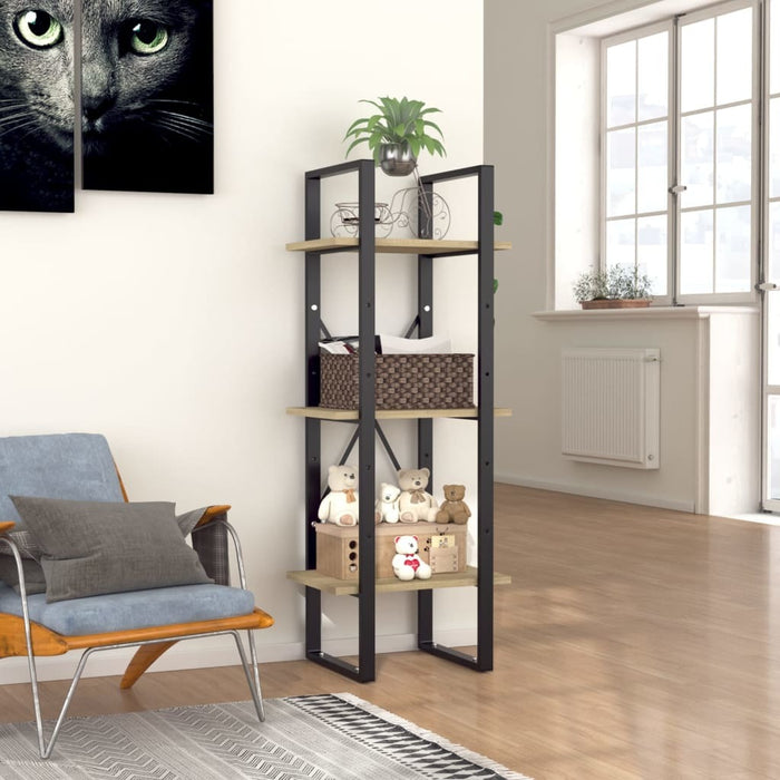 3-Tier Book Cabinet Sonoma Oak 15.7"x11.8"x41.3" Chipboard